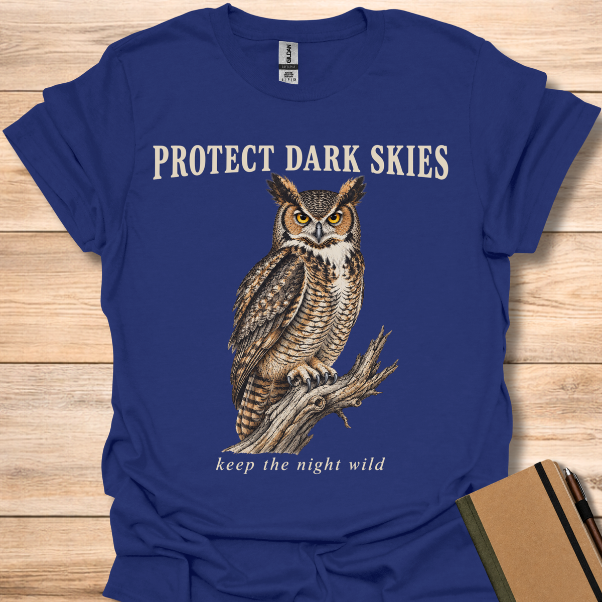 Protect Dark Skies Great Horned Owl - Navy