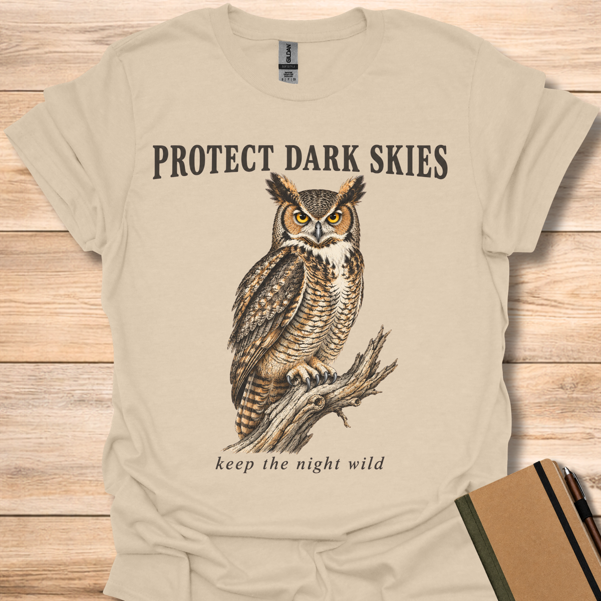 Protect Dark Skies Great Horned Owl - Sand