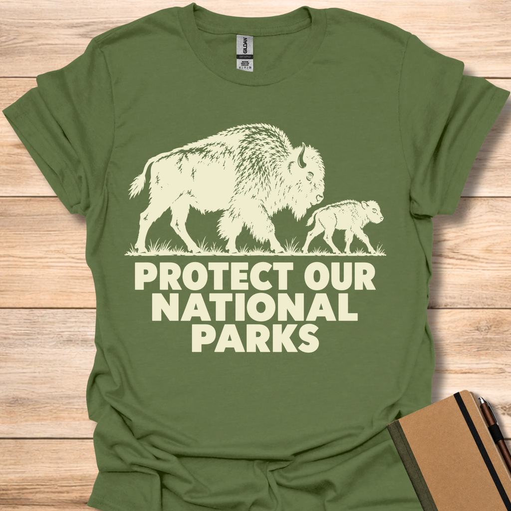 Protect Our National Parks Bison - Military Green