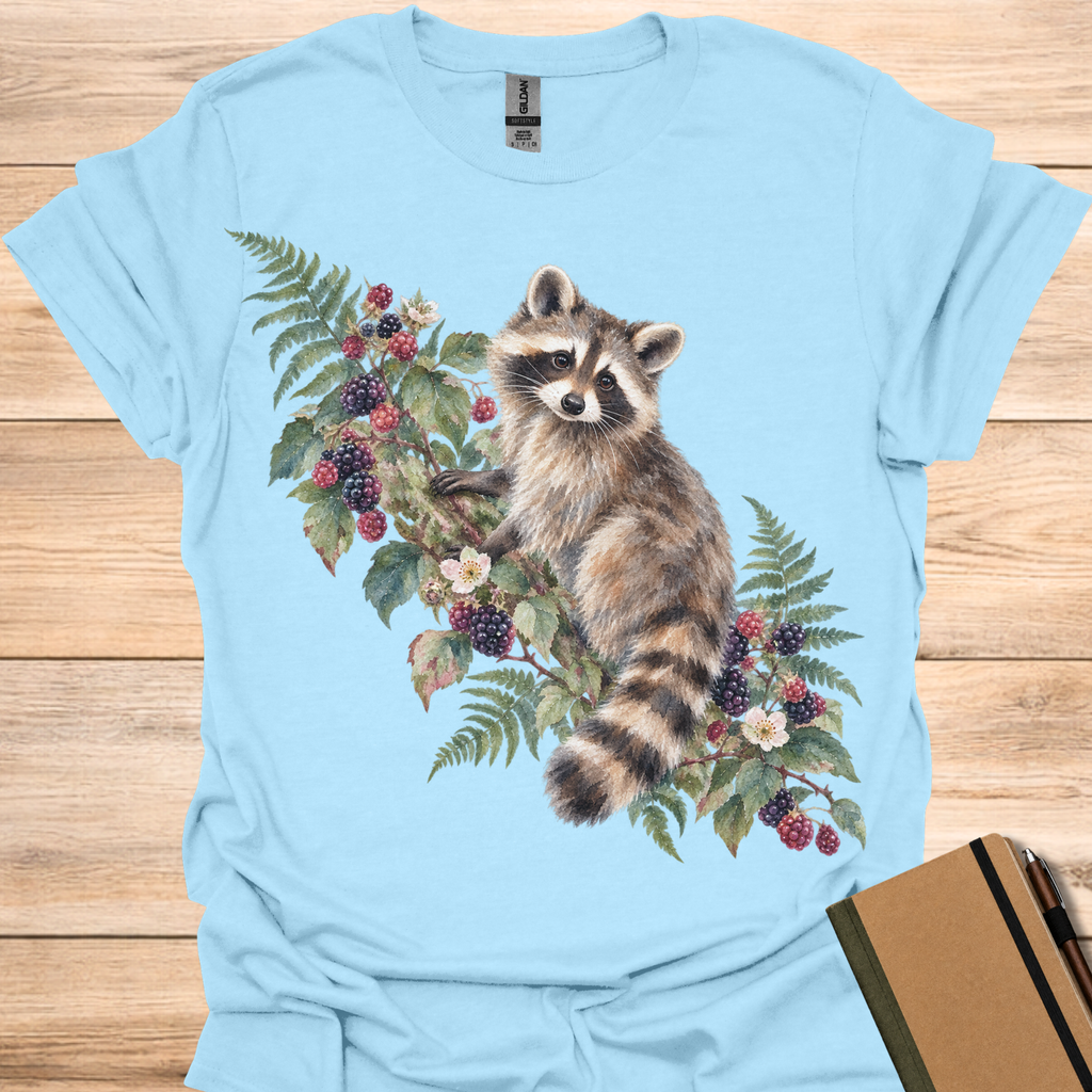 Raccoon Blackberry Watercolor - Light Blue