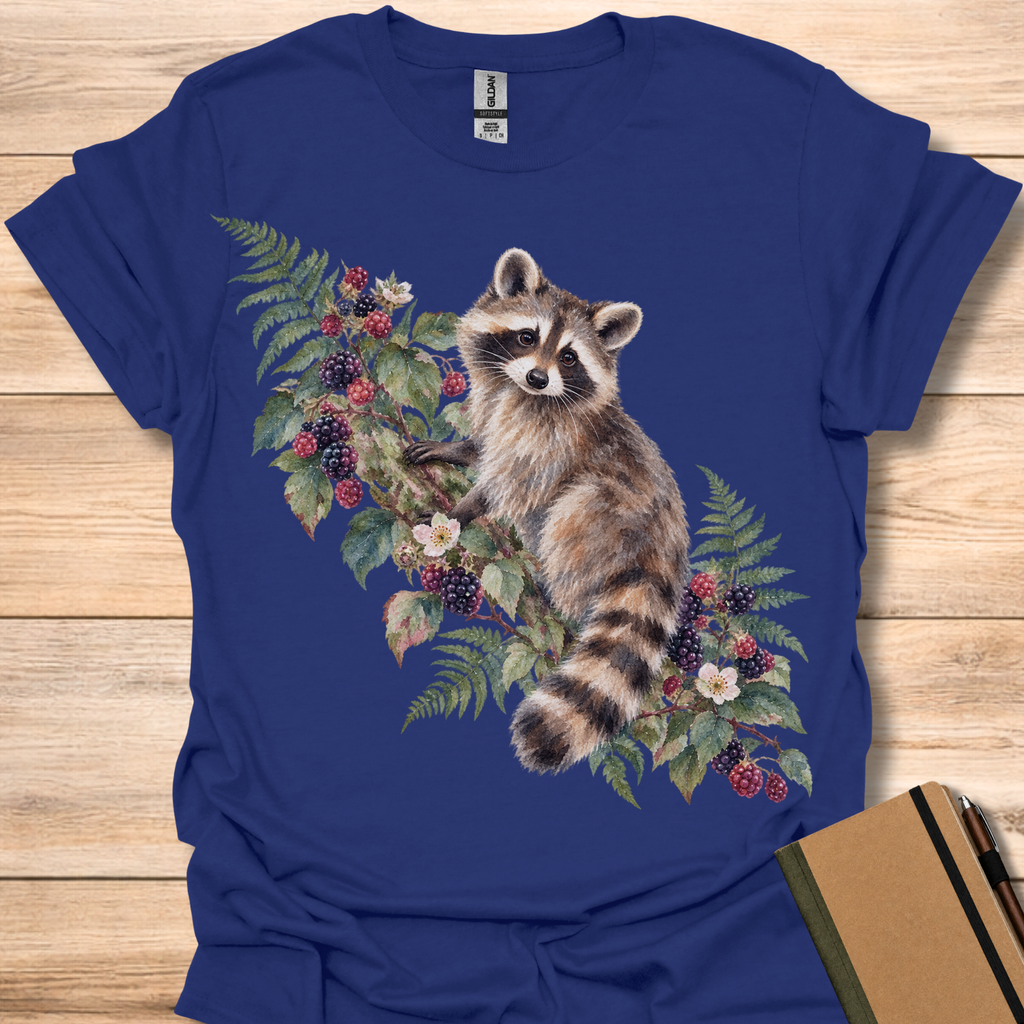 Raccoon Blackberry Watercolor - Navy