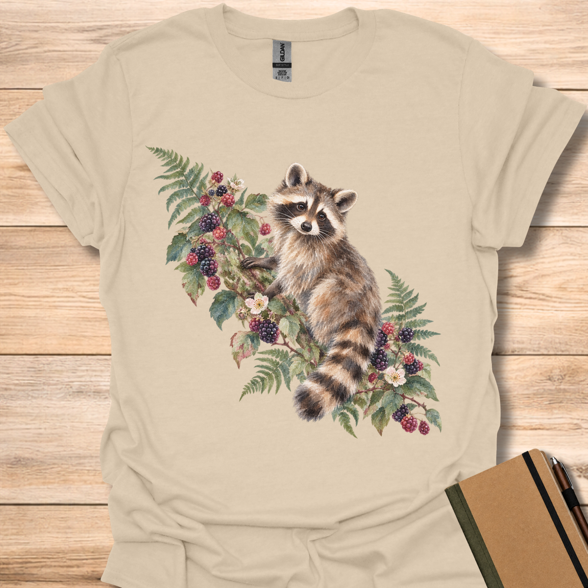 Raccoon Blackberry Watercolor - Sand