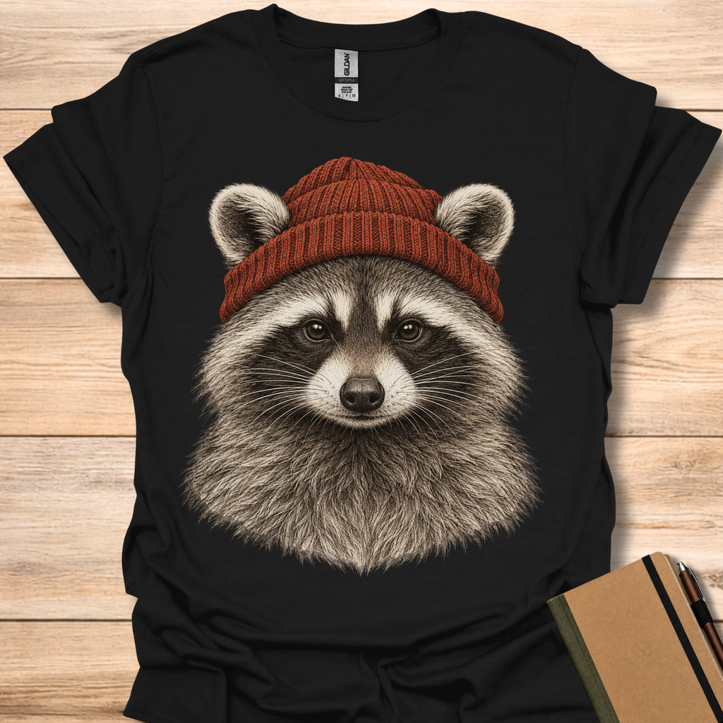Raccoon In A Beanie - Black