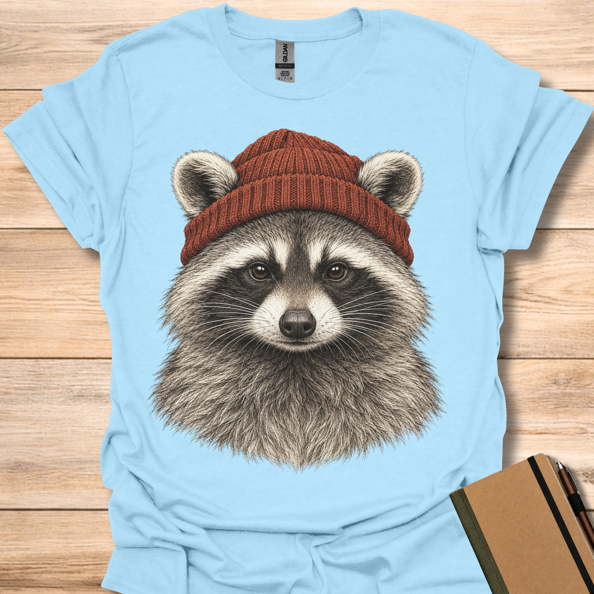 Raccoon In A Beanie - Light Blue