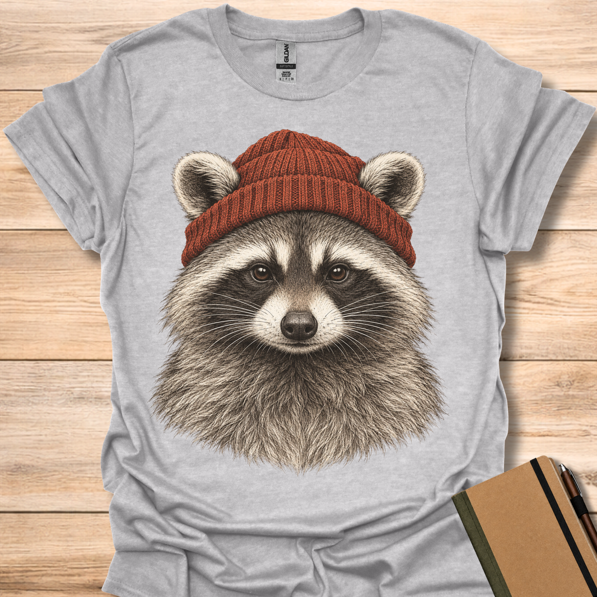 Raccoon In A Beanie - Sport Grey