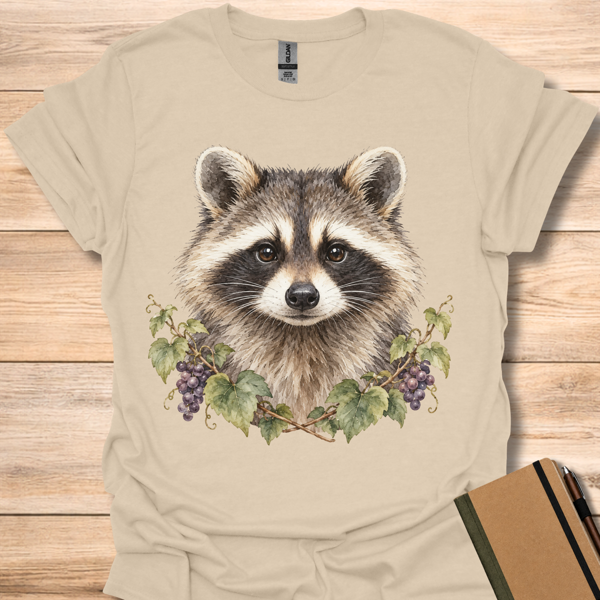 Raccoon Watercolor Portrait - Sand