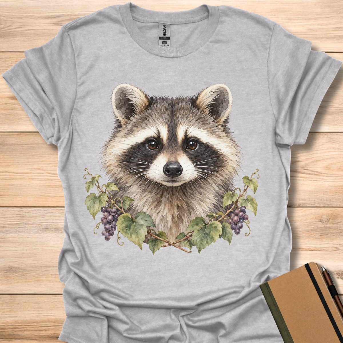 Raccoon Watercolor Portrait - Sport Grey