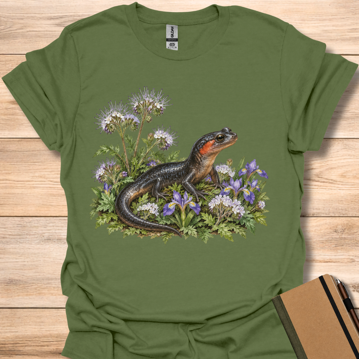 Red-Cheeked Salamander In Phacelia - Military Green