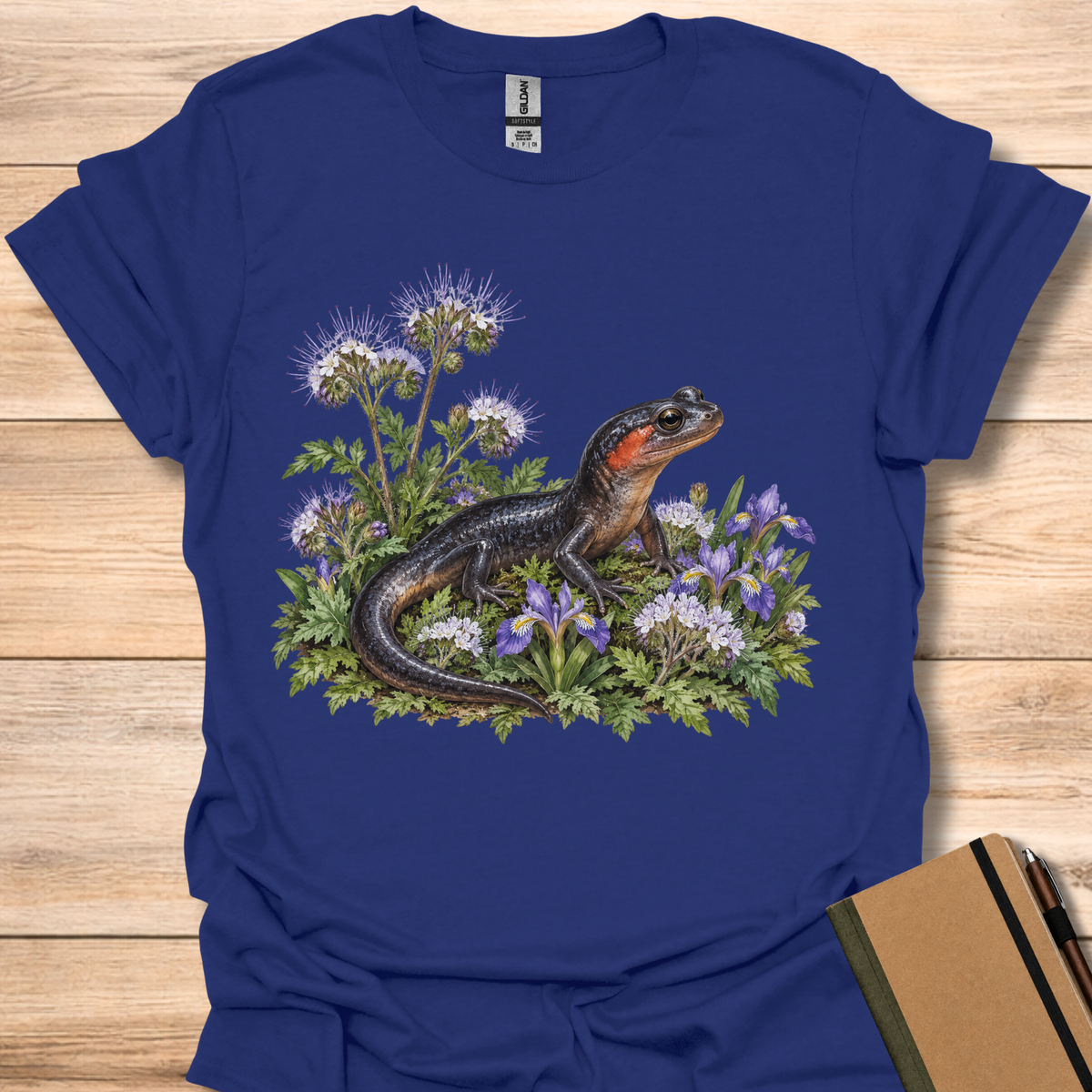Red-Cheeked Salamander In Phacelia - Navy