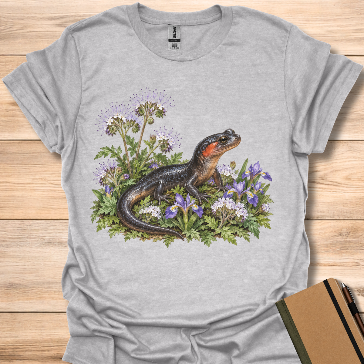 Red-Cheeked Salamander In Phacelia - Sport Grey