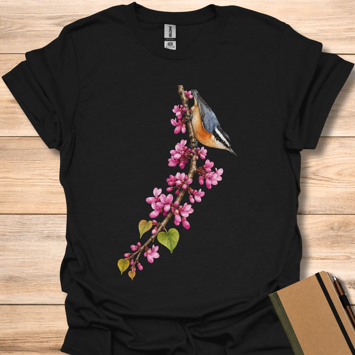 Red-breasted Nuthatch On Redbud - Black
