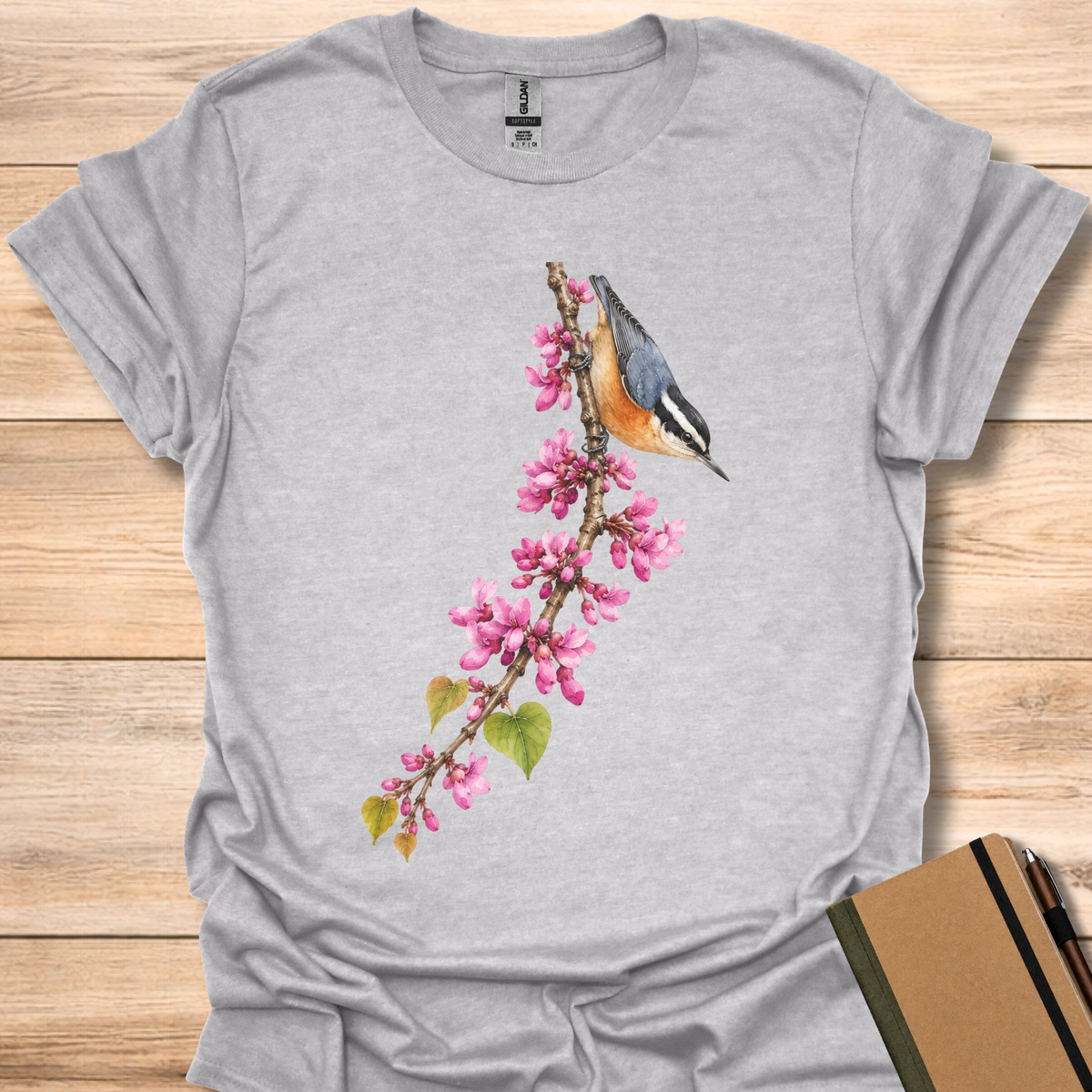 Red-breasted Nuthatch On Redbud - Sport Grey