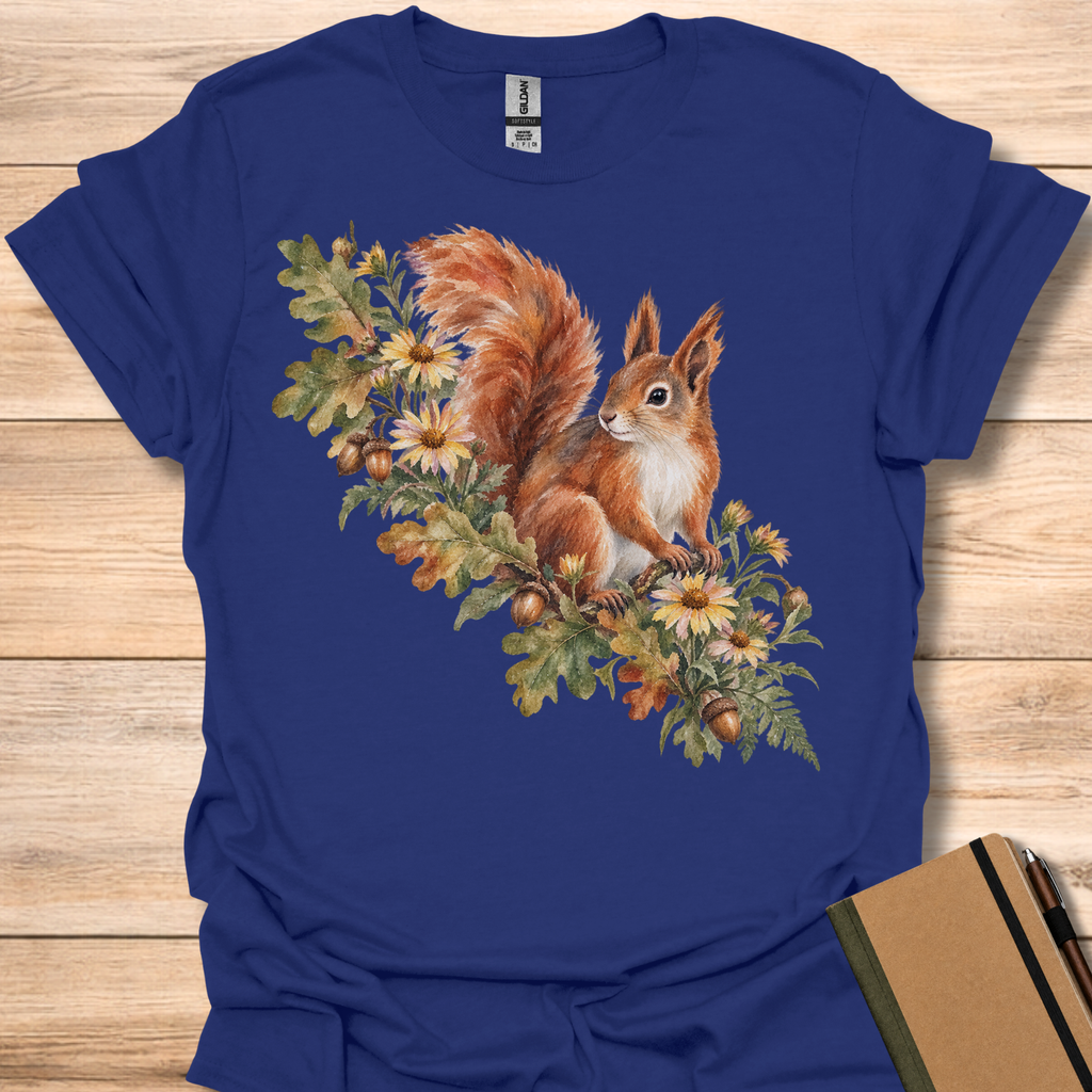 Red Squirrel Oak & Aster Watercolor T-Shirt