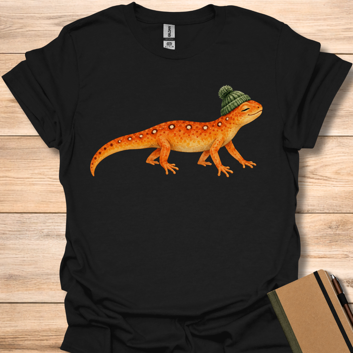 Red Eft In A Beanie - Black