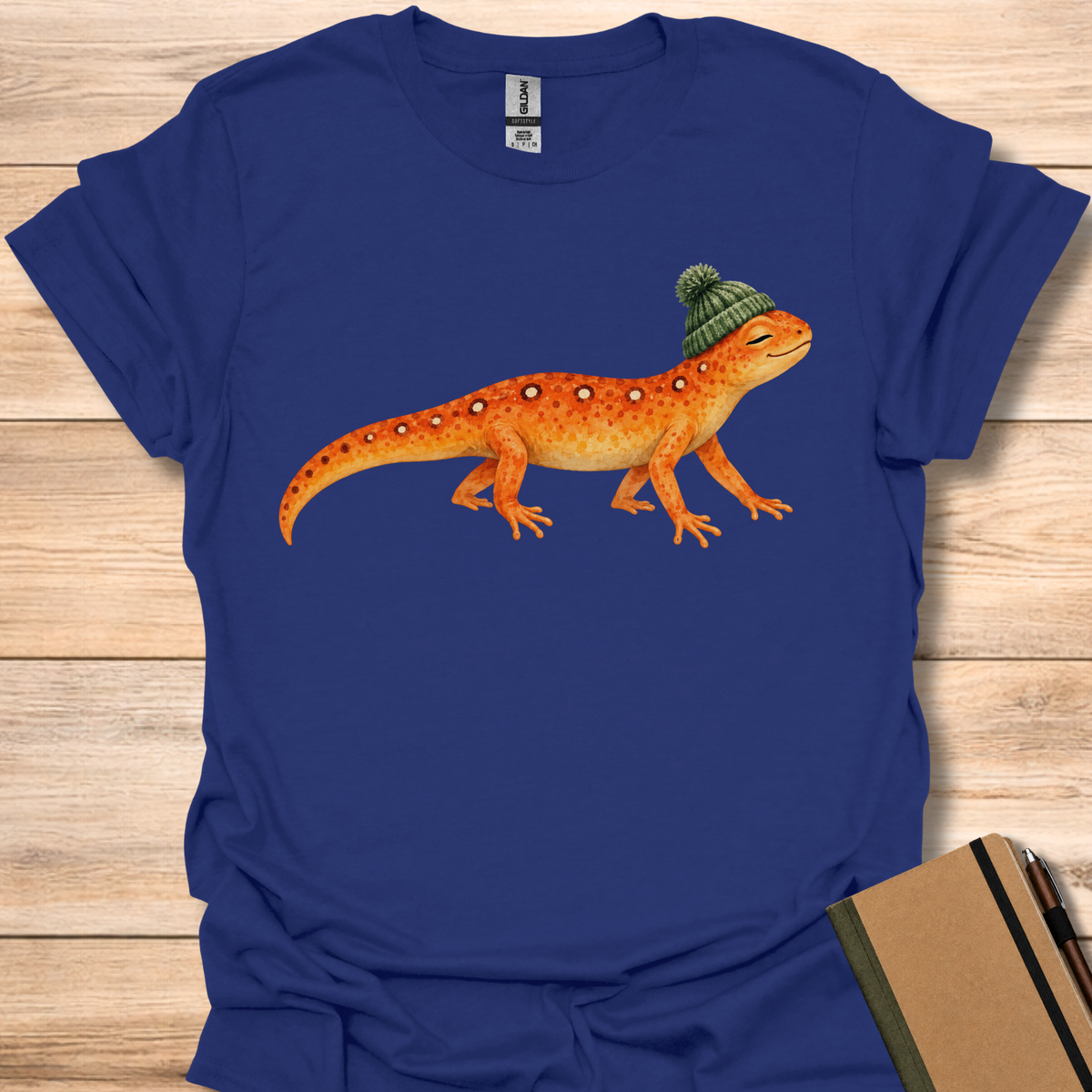 Red Eft In A Beanie - Navy