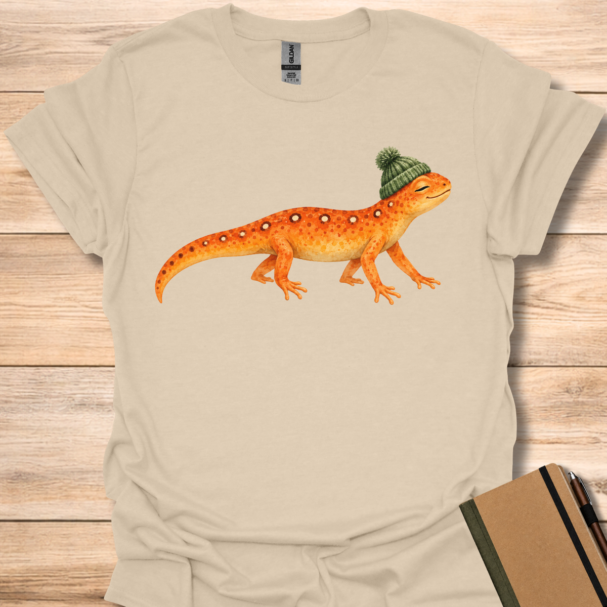 Red Eft In A Beanie - Sand