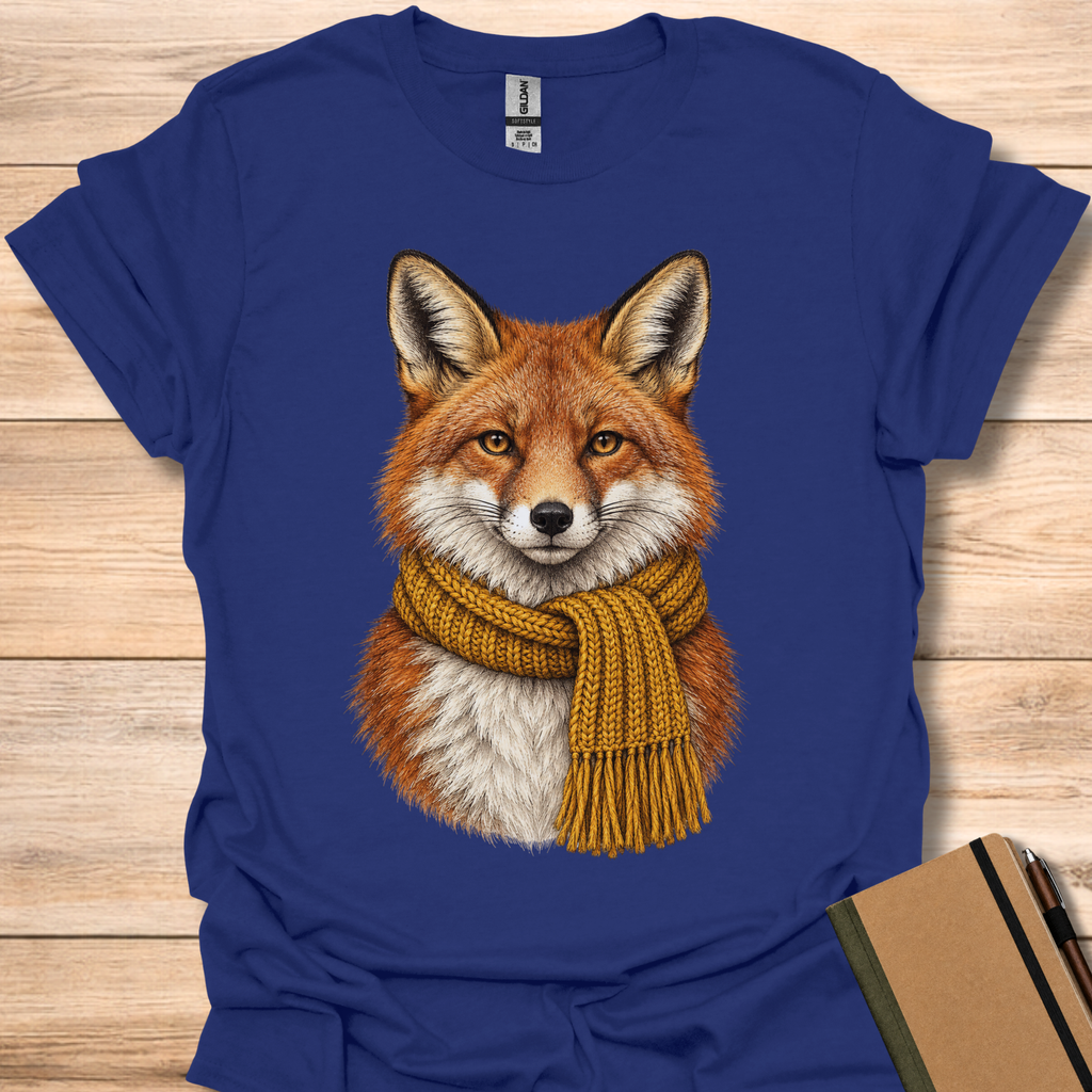 Red Fox In A Knit Scarf - Navy