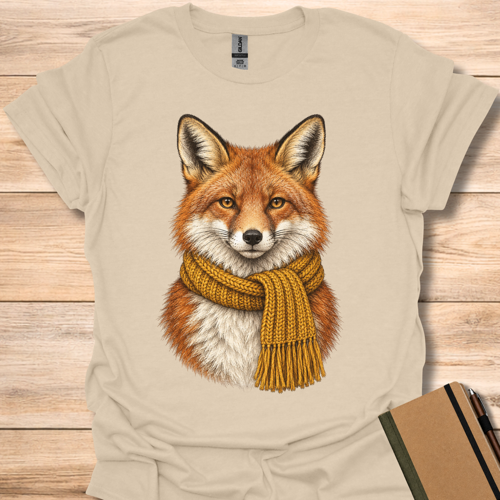 Red Fox In A Knit Scarf - Sand