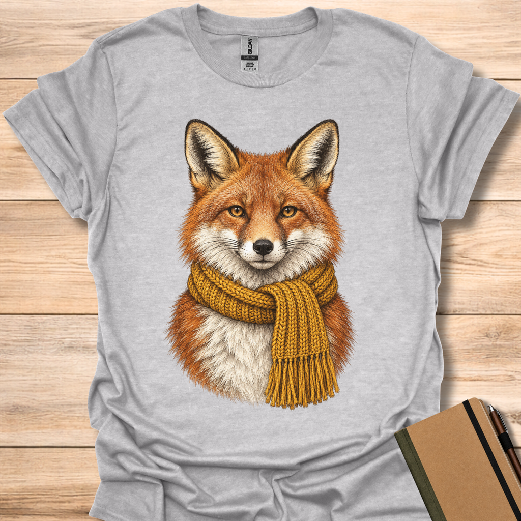 Red Fox In A Knit Scarf - Sport Grey
