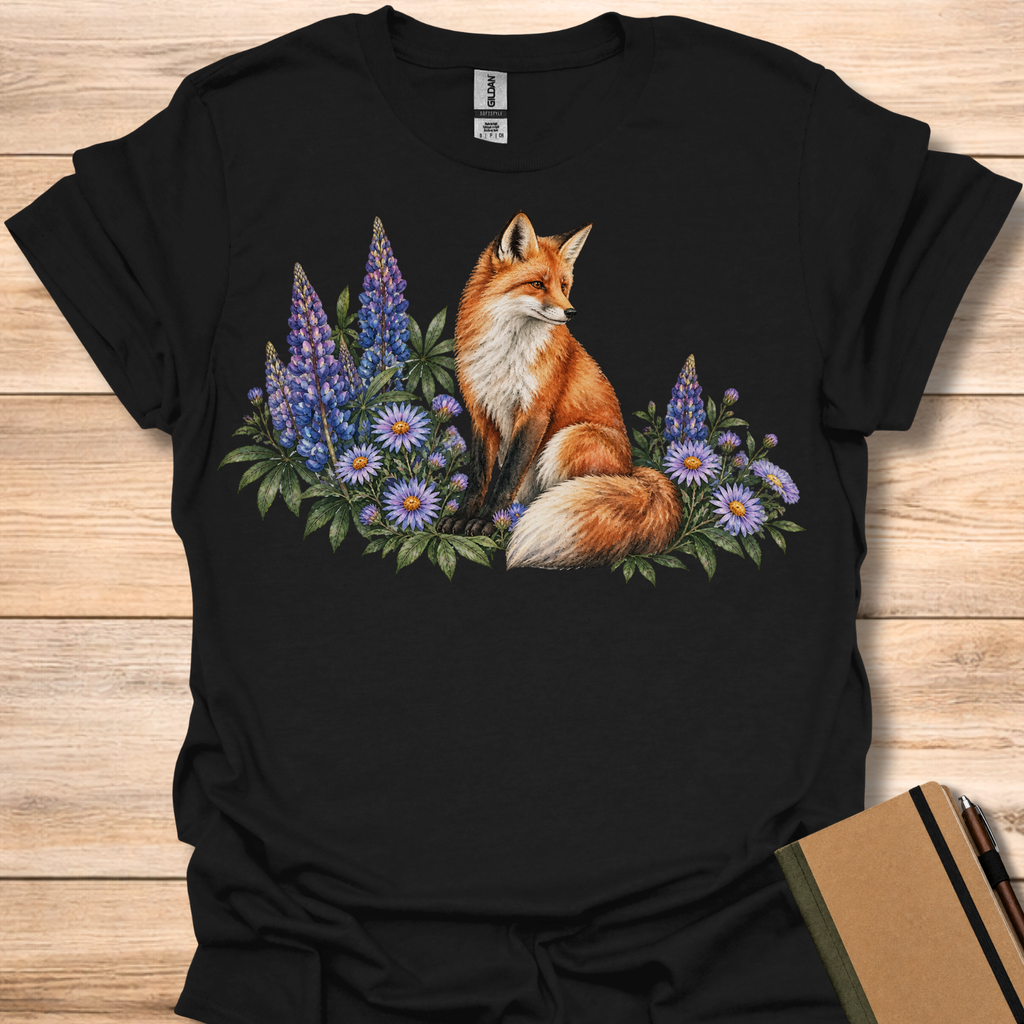 Red Fox Lupine & Aster Watercolor - Black