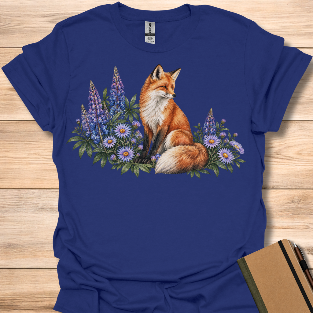 Red Fox Lupine & Aster Watercolor - Navy