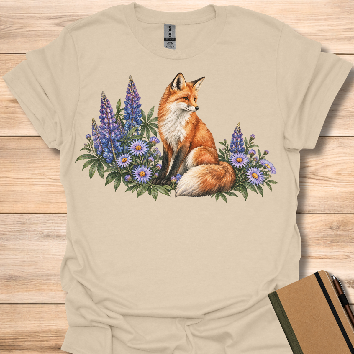 Red Fox Lupine & Aster Watercolor - Sand