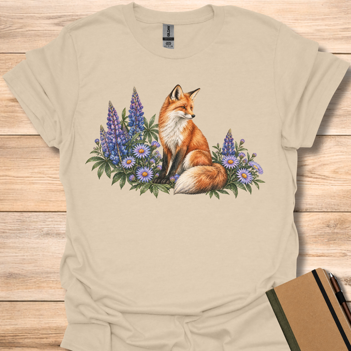 Red Fox Lupine & Aster Watercolor - Sand
