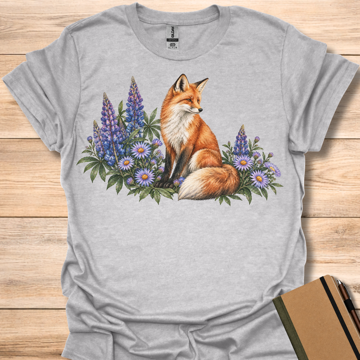 Red Fox Lupine & Aster Watercolor - Sport Grey