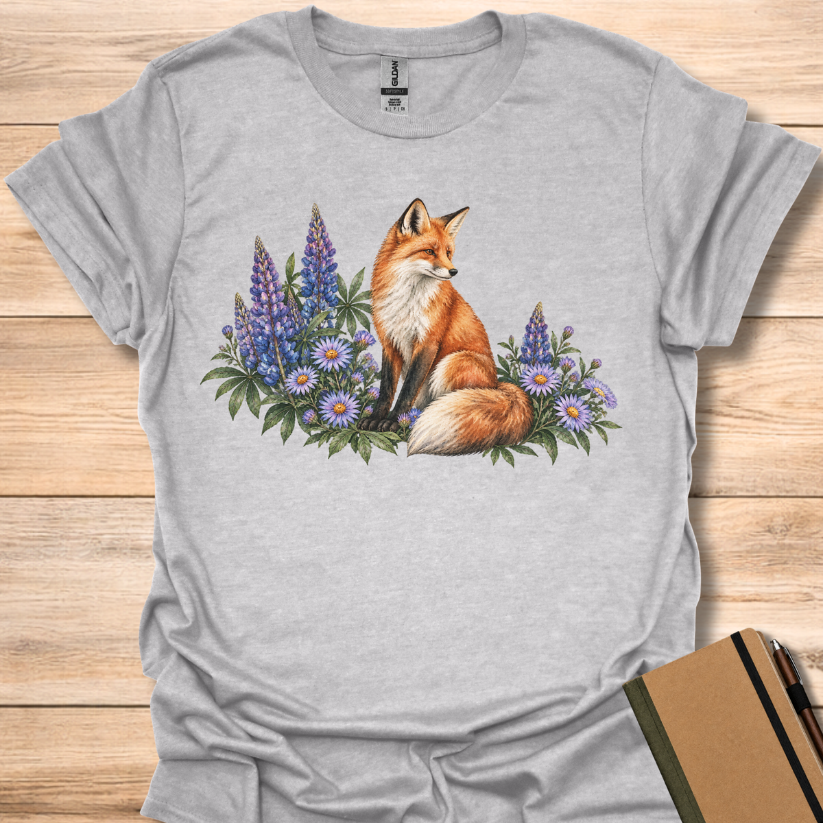 Red Fox Lupine & Aster Watercolor - Sport Grey