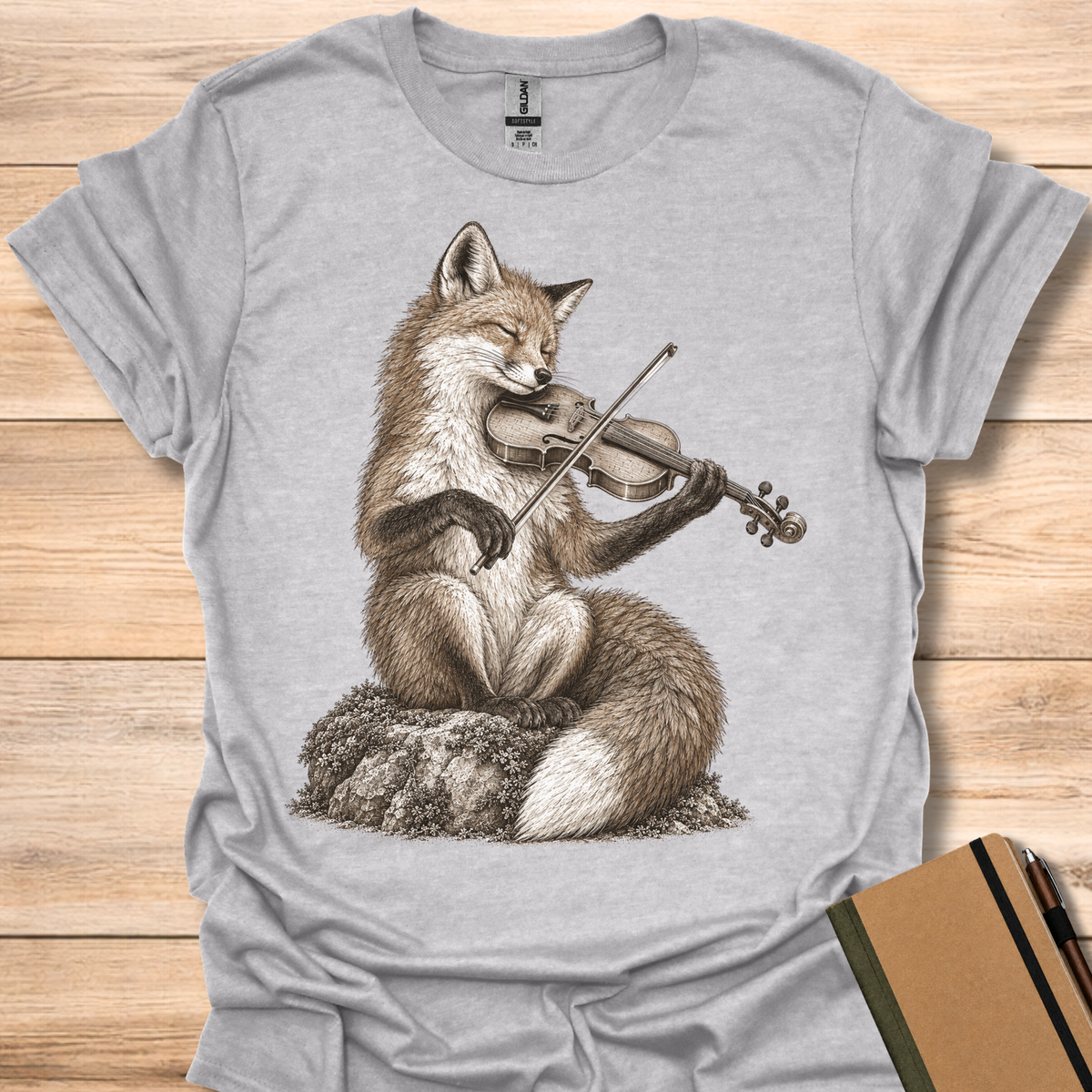 Red Fox On Violin - Sport Grey