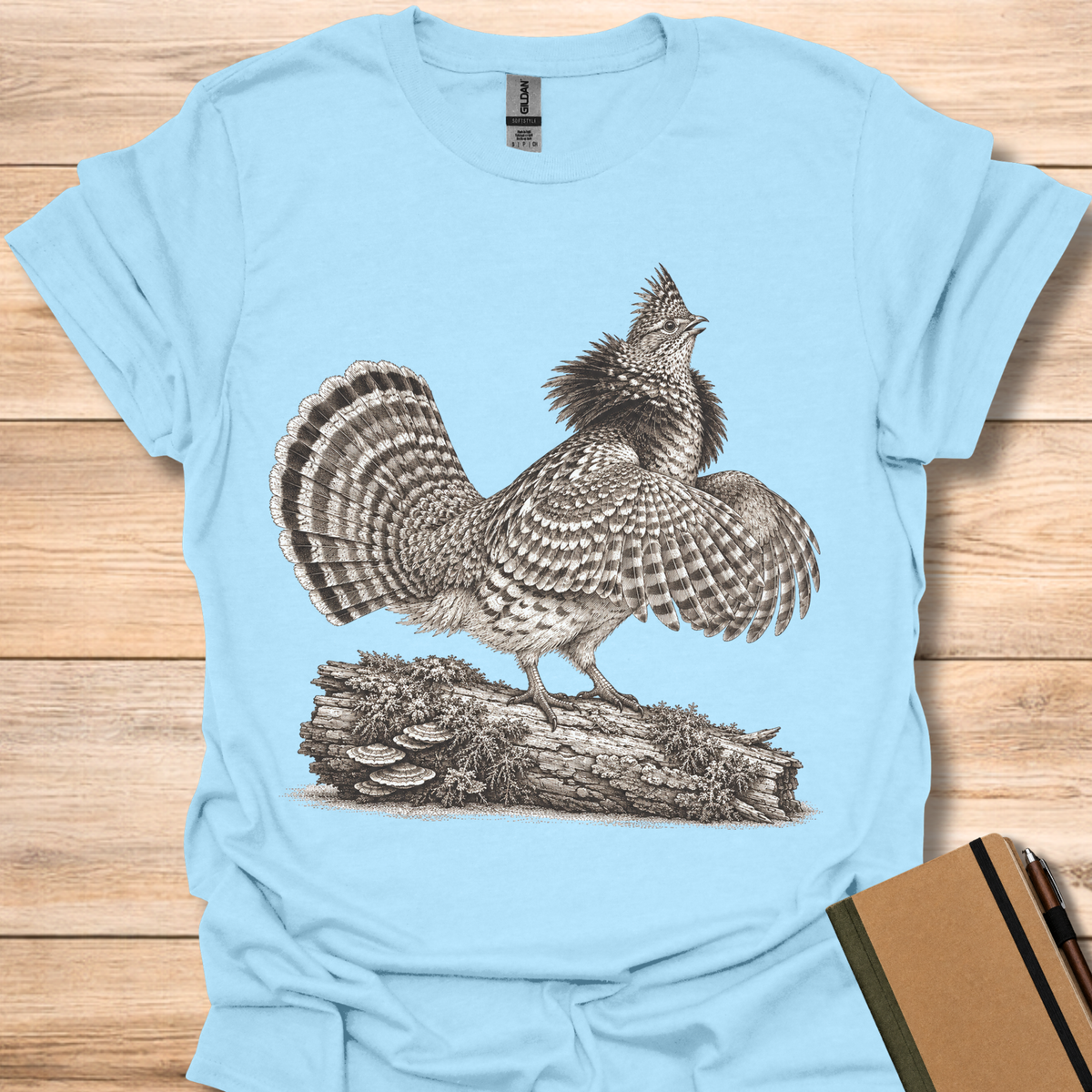 Ruffed Grouse Drumming Log - Light Blue