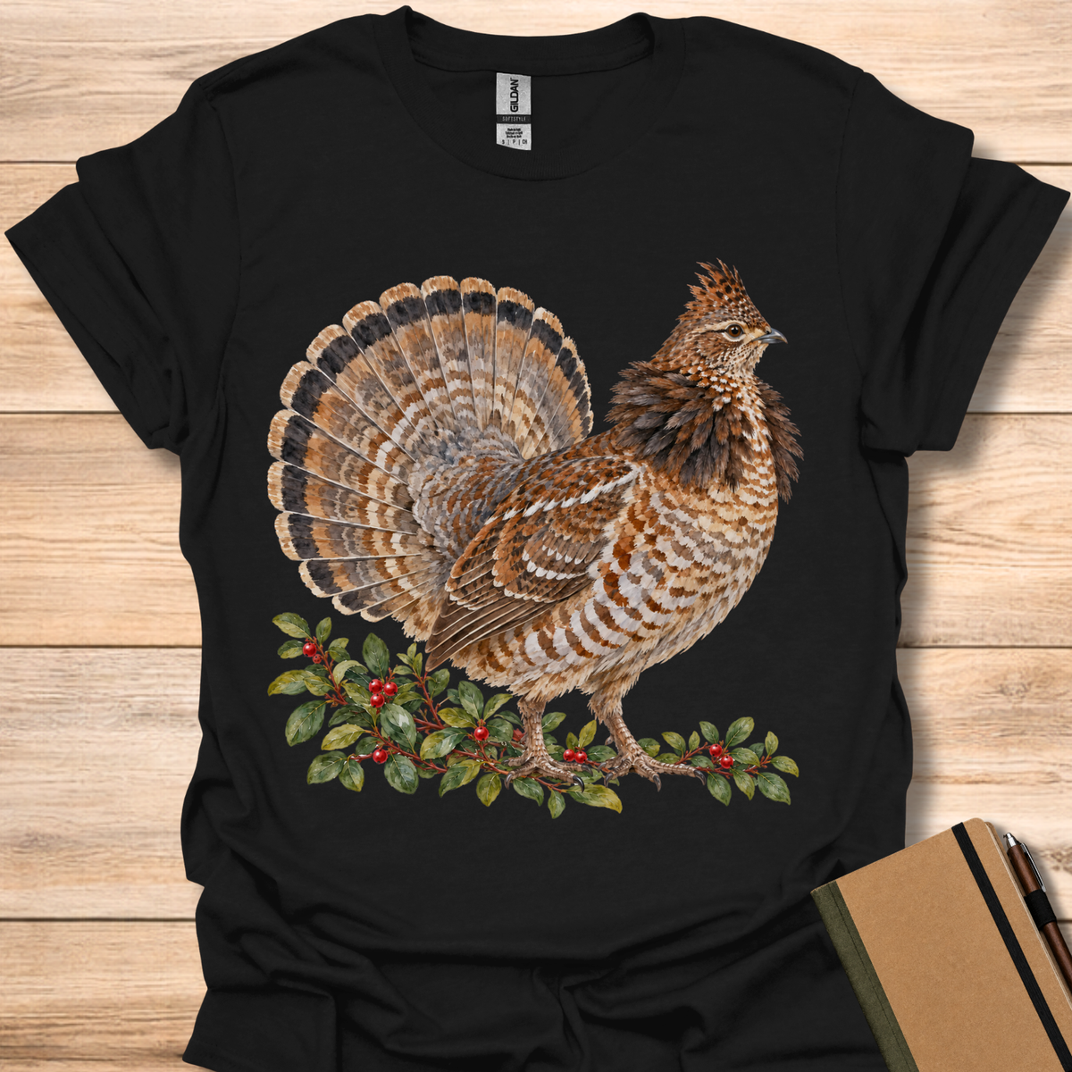 Ruffed Grouse Watercolor - Black