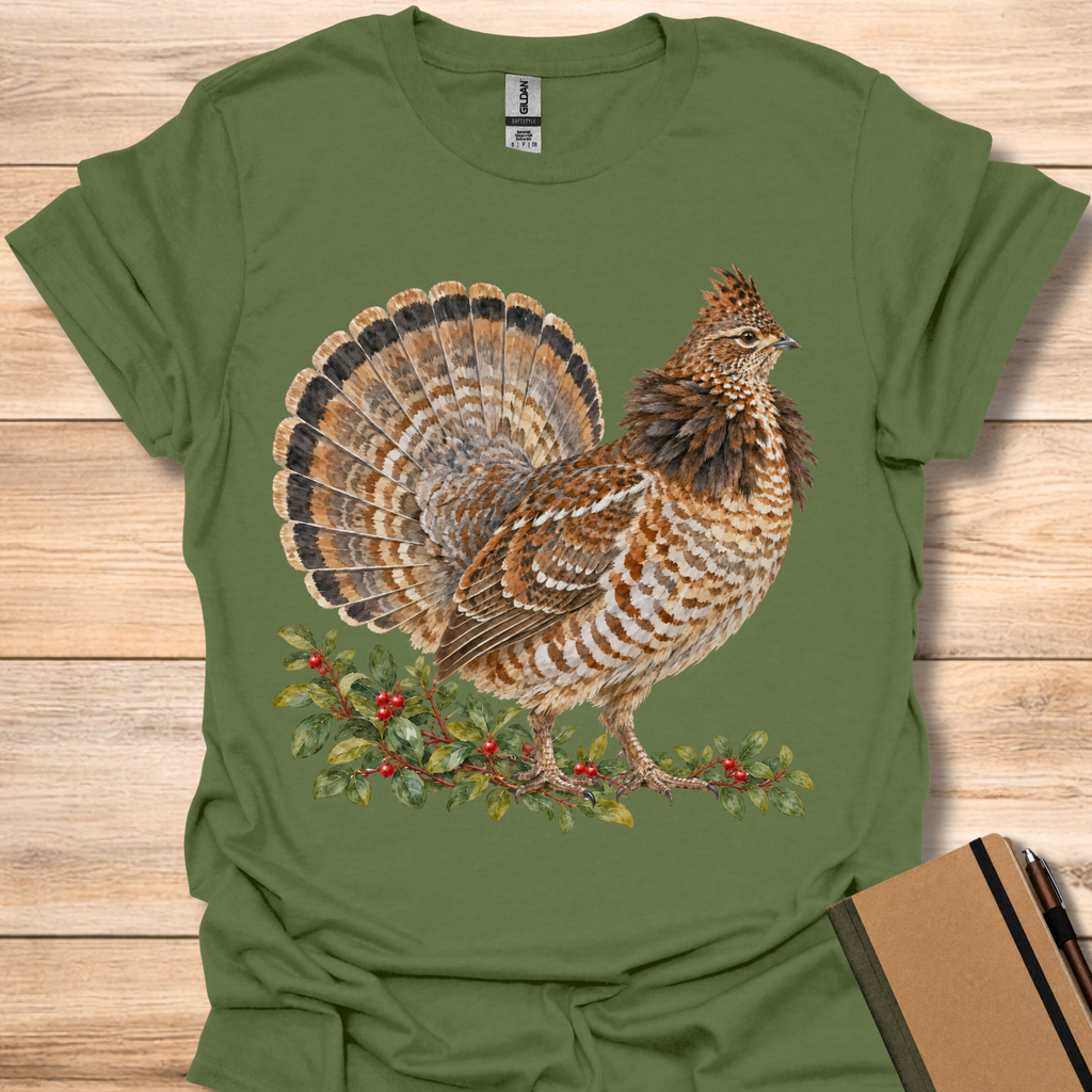 Ruffed Grouse Watercolor - Military Green