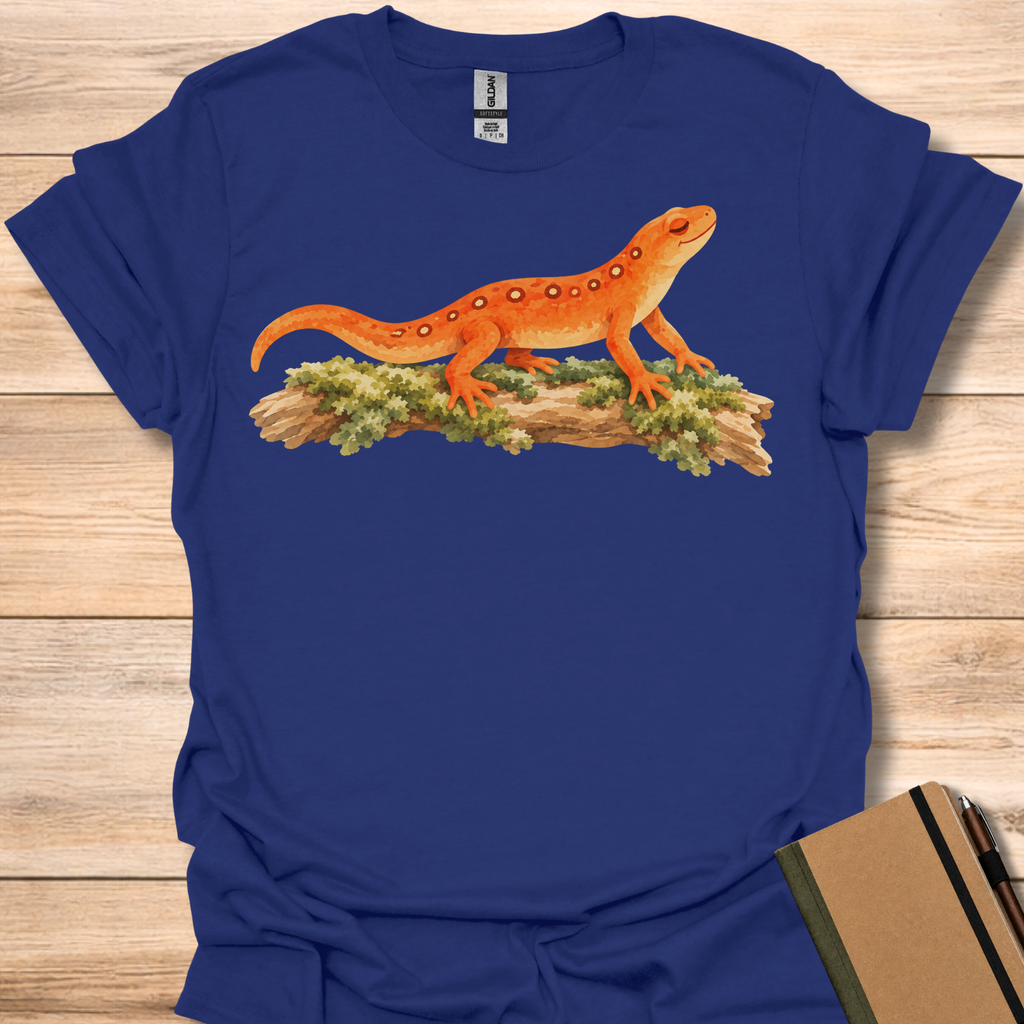 Serene Orange Newt On Mossy Log - Navy