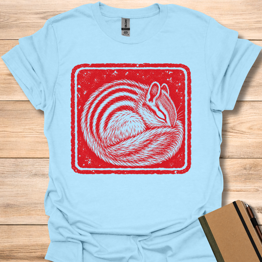 Sleeping Chipmunk Japanese Stamp - Light Blue