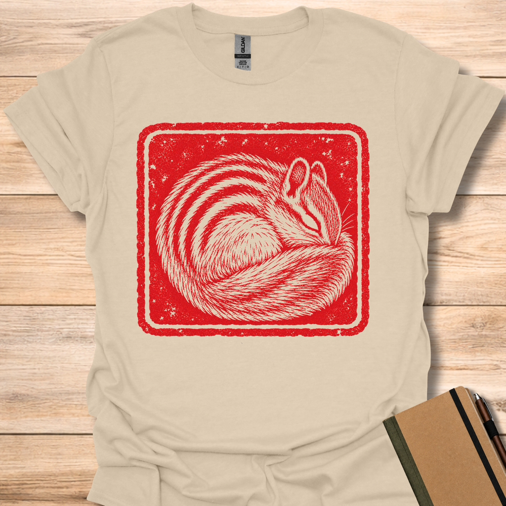 Sleeping Chipmunk Japanese Stamp - Sand