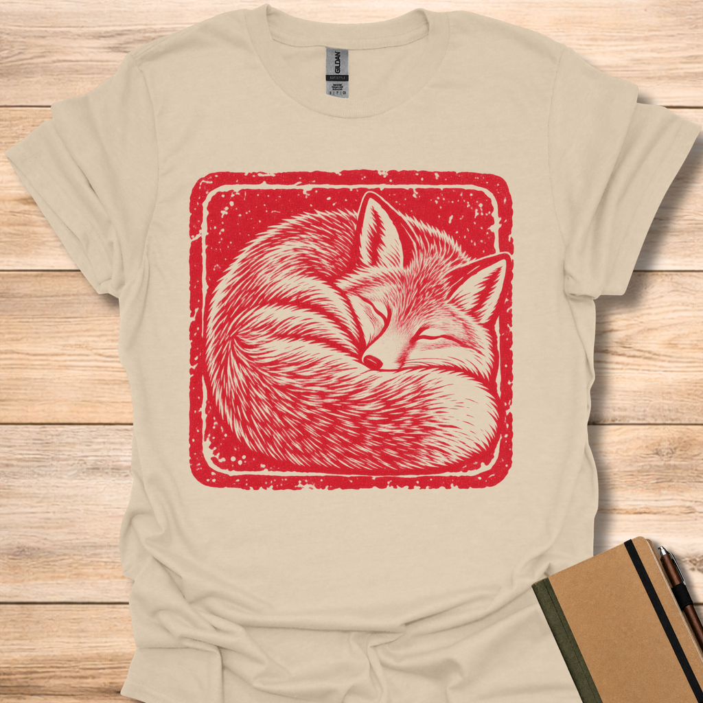Sleeping Fox Japanese Stamp - Sand