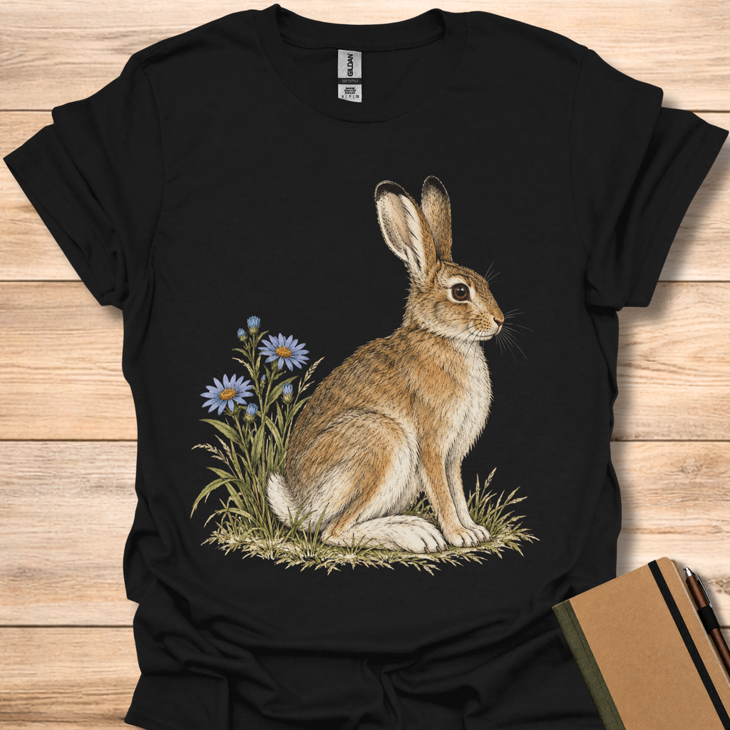 Snowshoe Hare With Blue Asters - Black