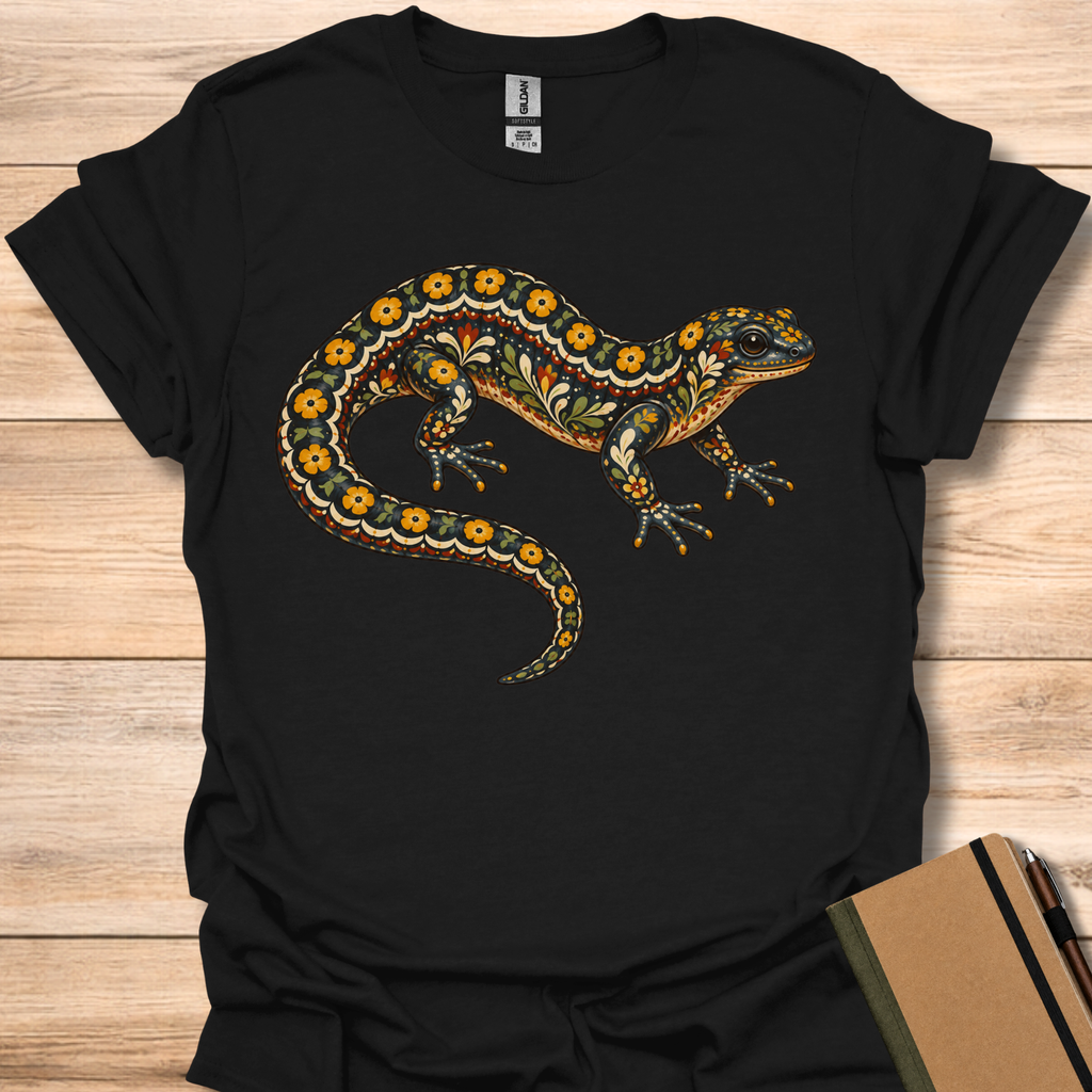 Spotted Salamander Folk Art - Black