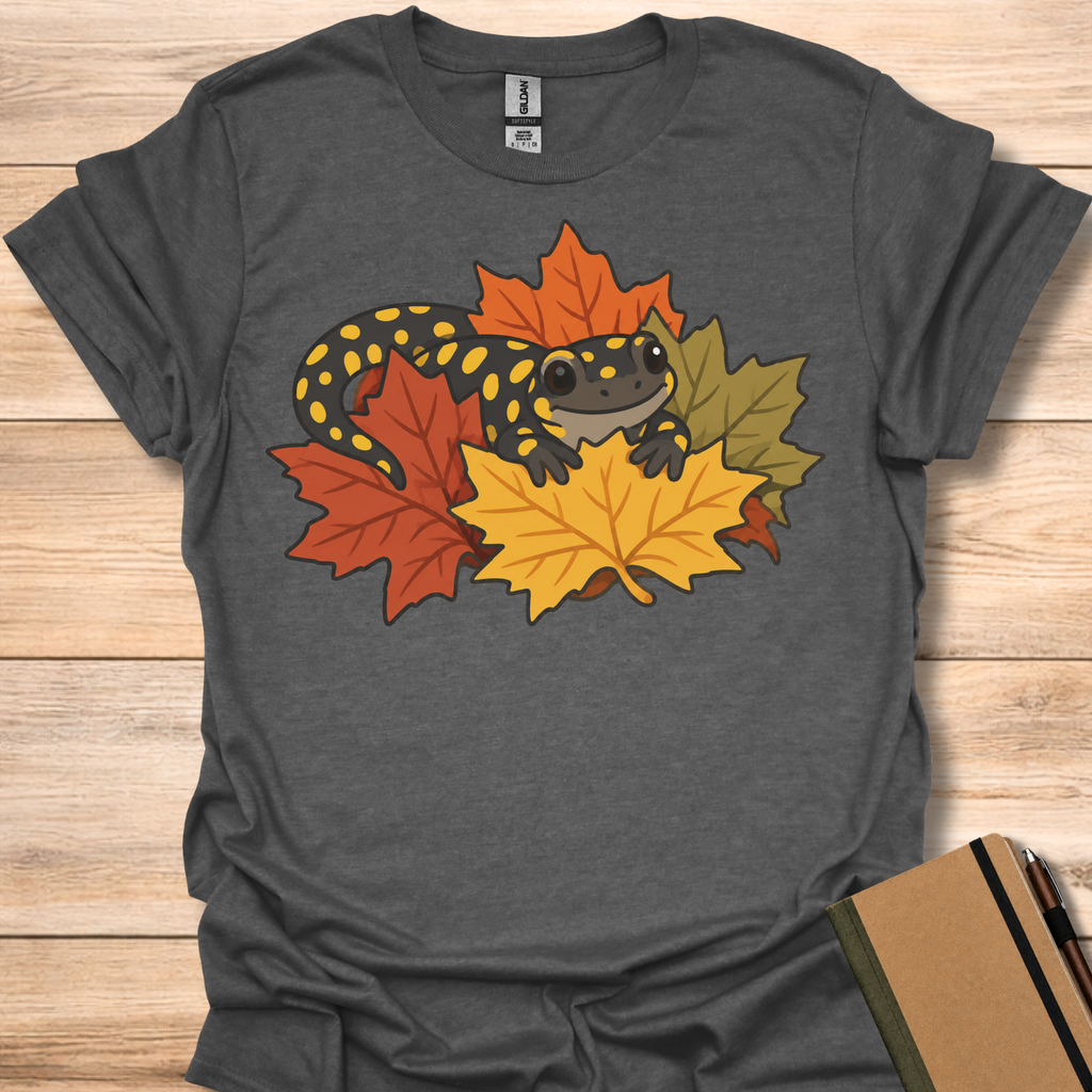 Spotted Salamander In Autumn Leaves - Dark Heather