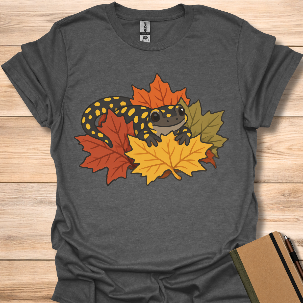 Spotted Salamander In Autumn Leaves - Dark Heather