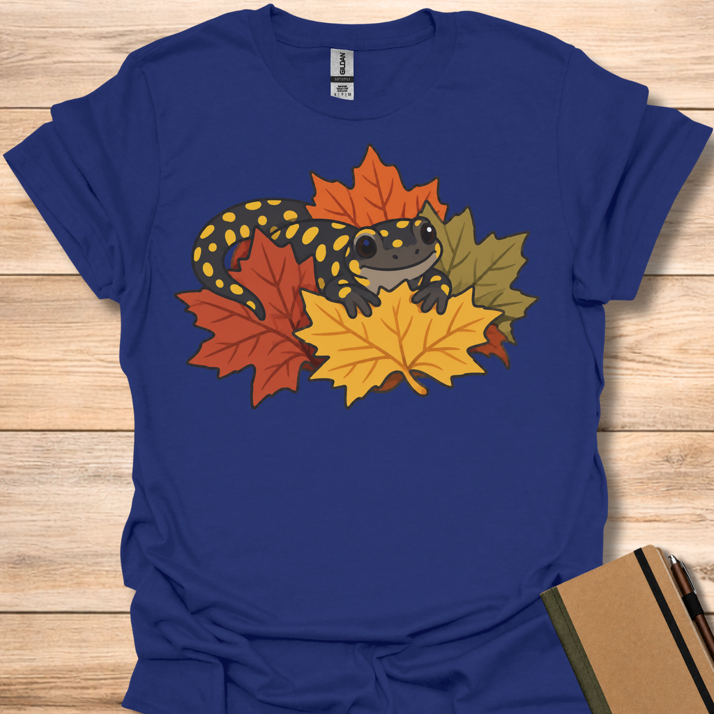 Spotted Salamander In Autumn Leaves - Navy