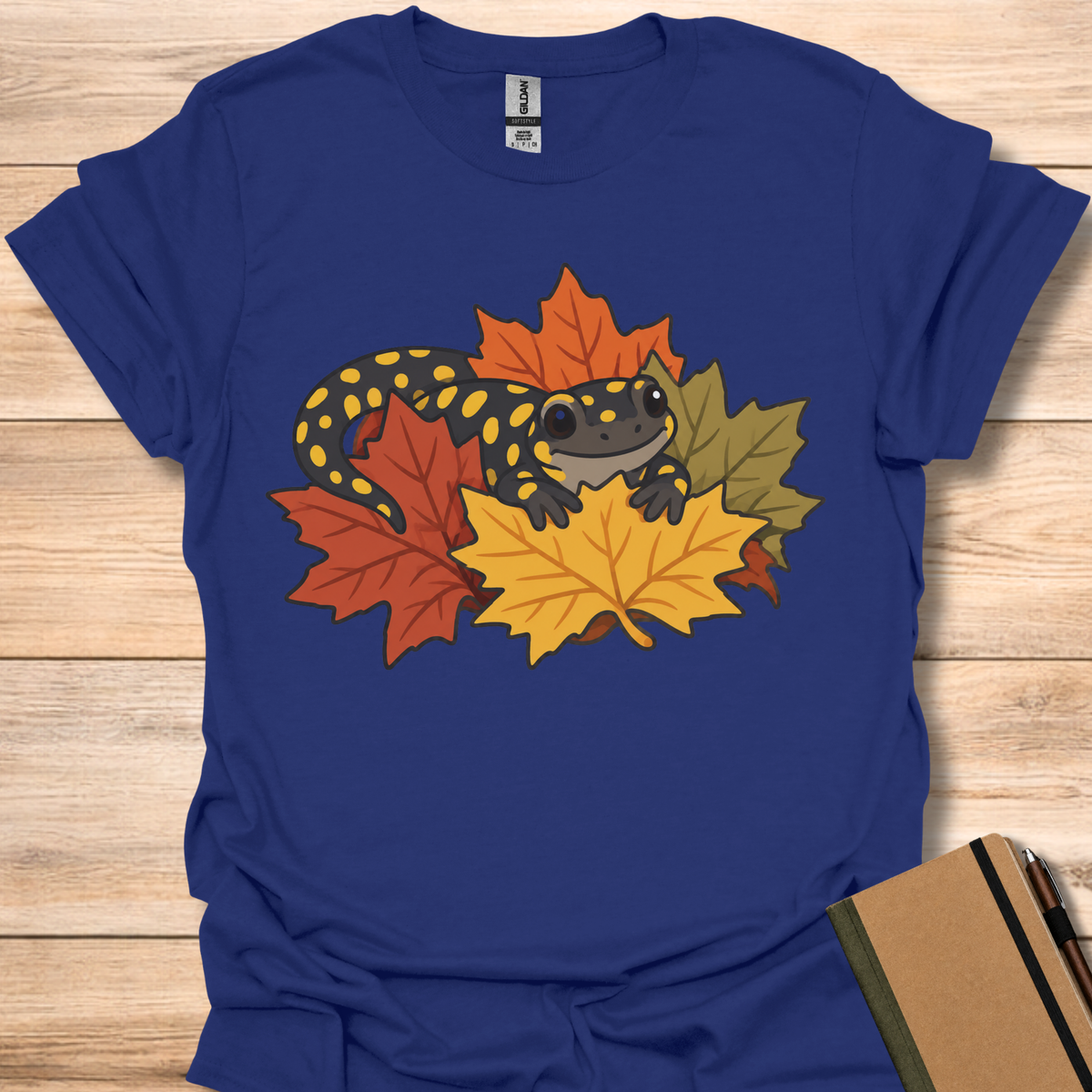 Spotted Salamander In Autumn Leaves - Navy