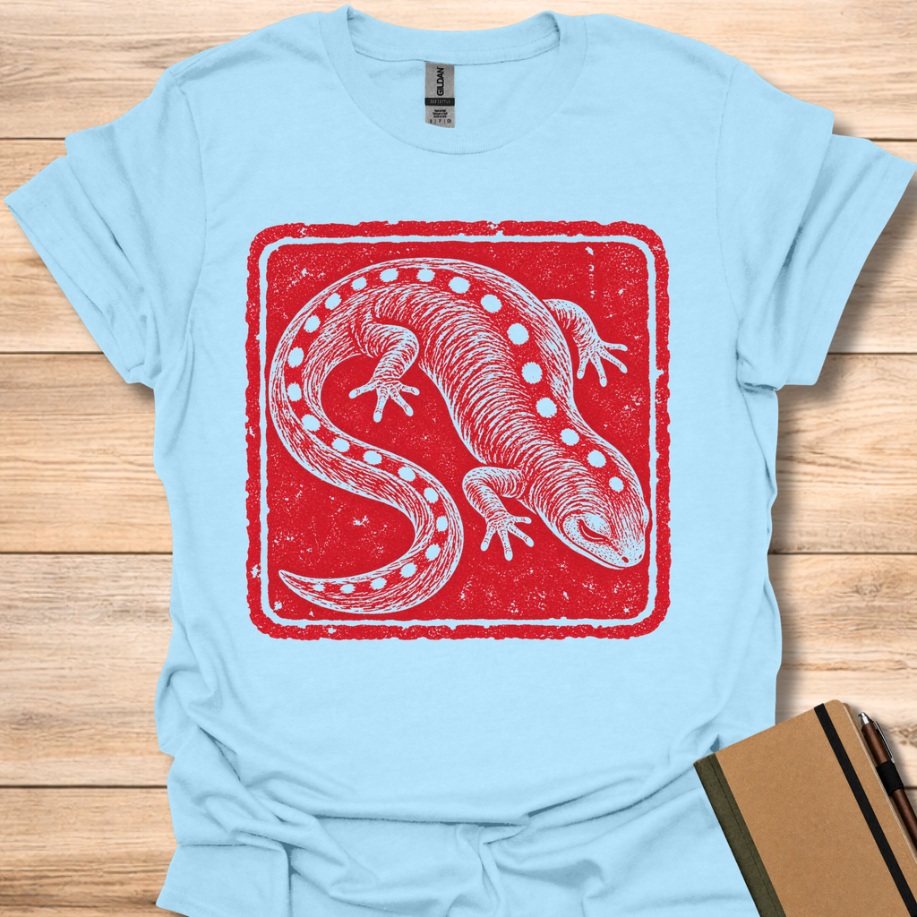 Spotted Salamander Japanese Stamp - Light Blue