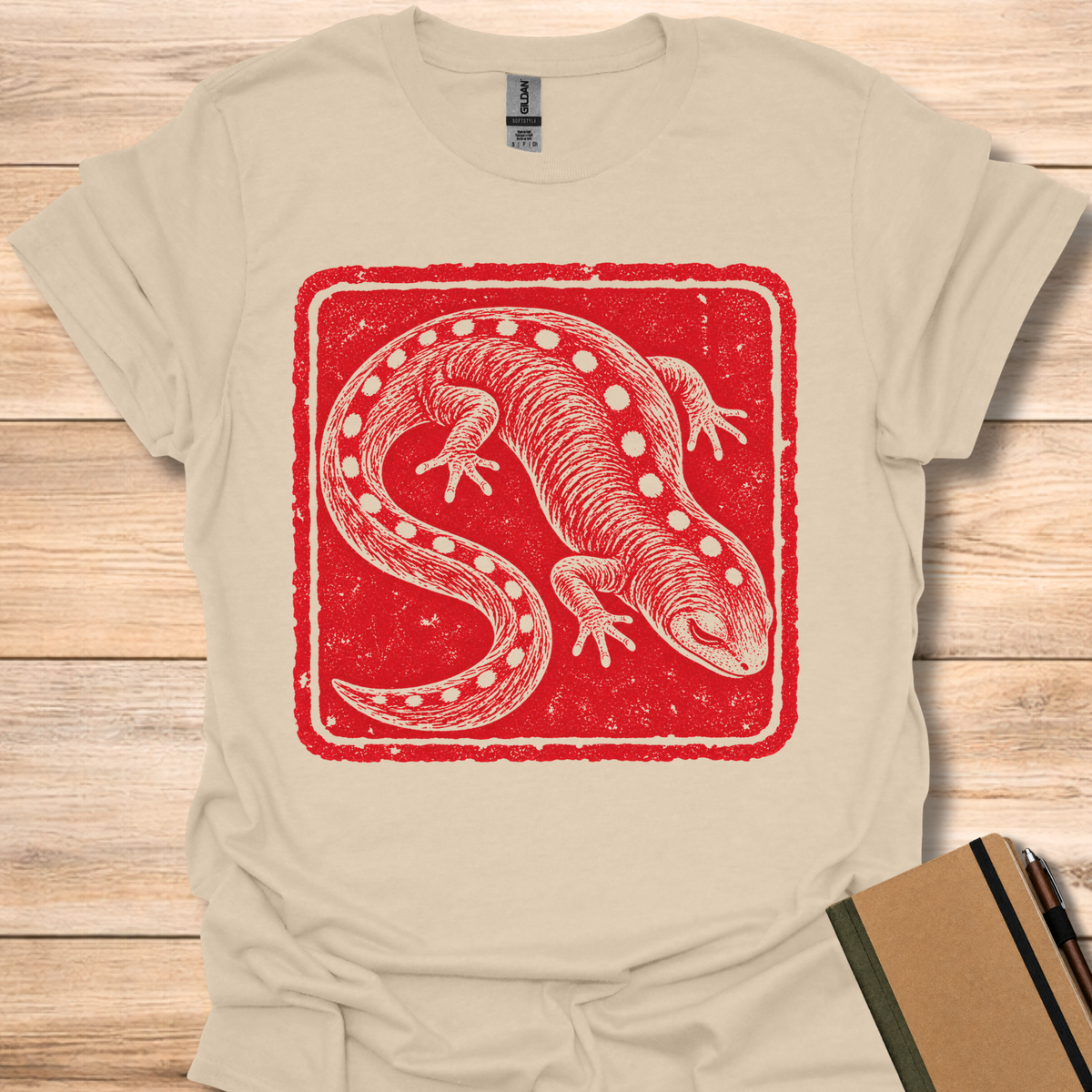 Spotted Salamander Japanese Stamp - Sand