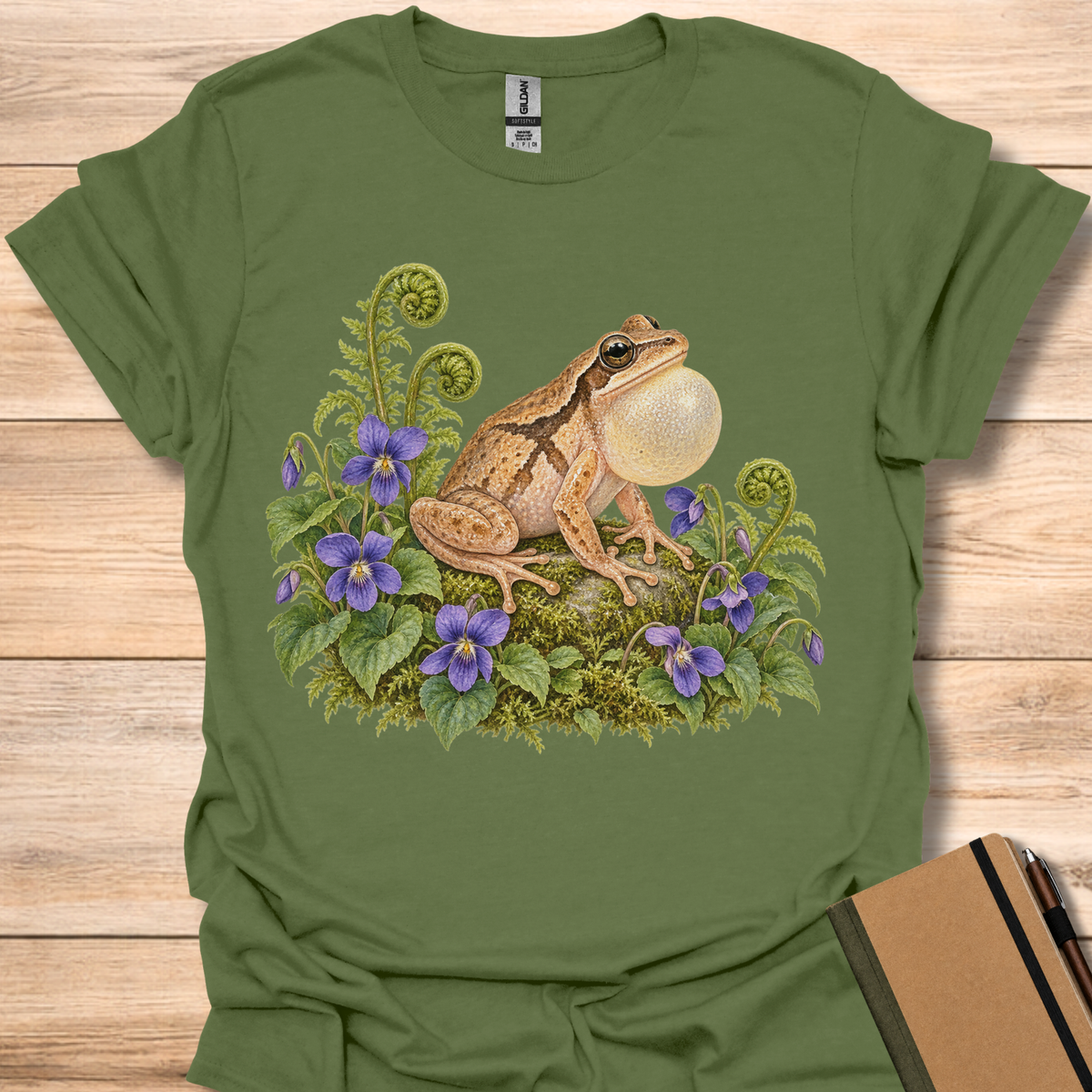 Spring Peeper In Violets - Military Green