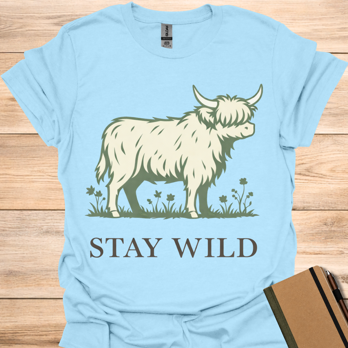 Stay Wild Cow - Light Blue