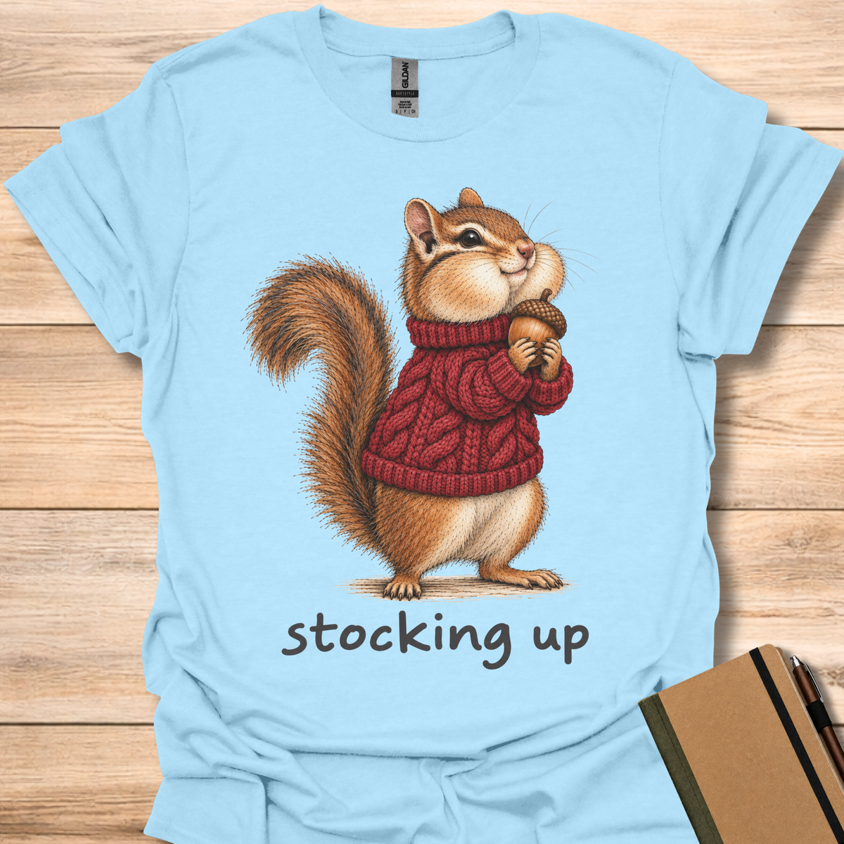 Stocking Up Chipmunk - Light Blue