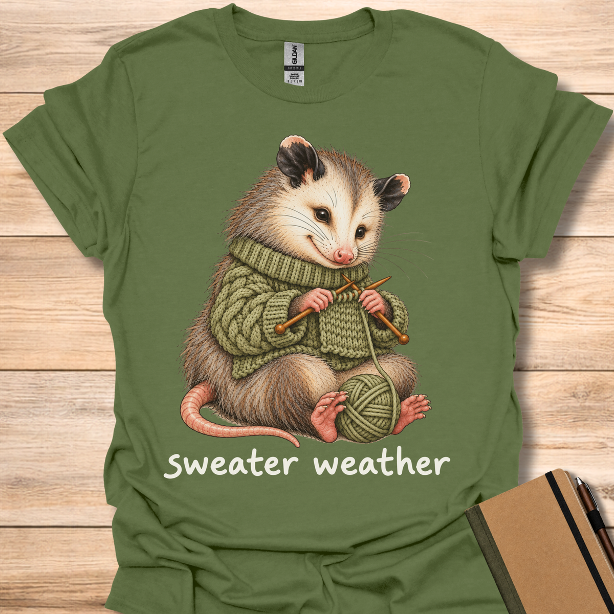 Sweater Weather Opossum - Military Green