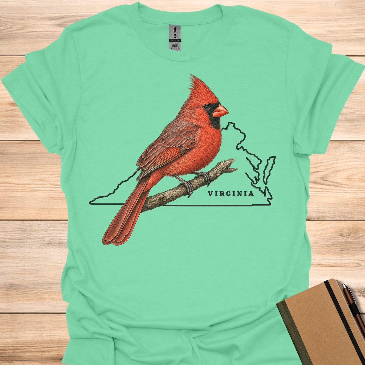 Virginia Cardinal - Mint Green